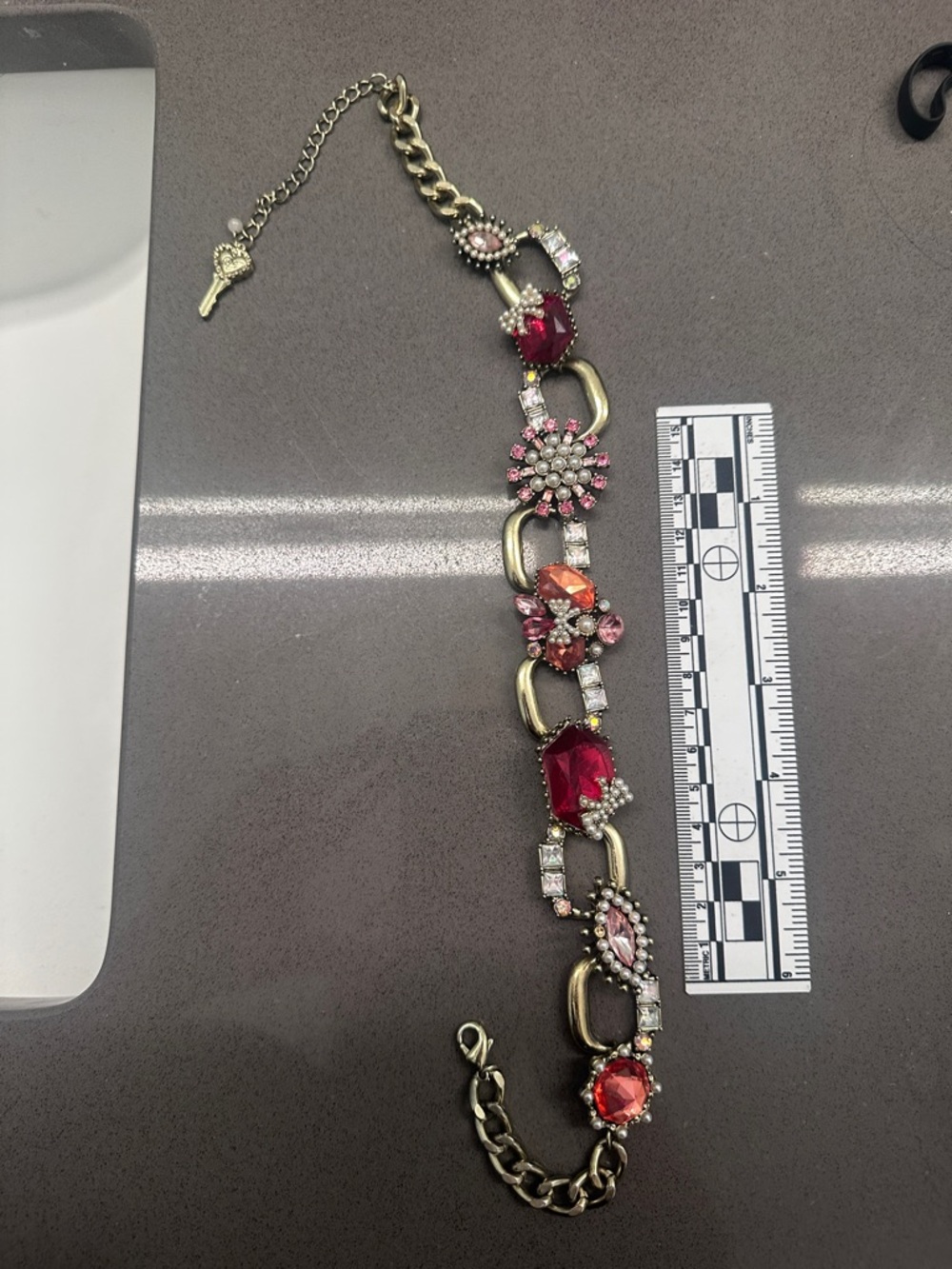 Betsey Johnson Red and Orange Crystal Floral Statement Necklace